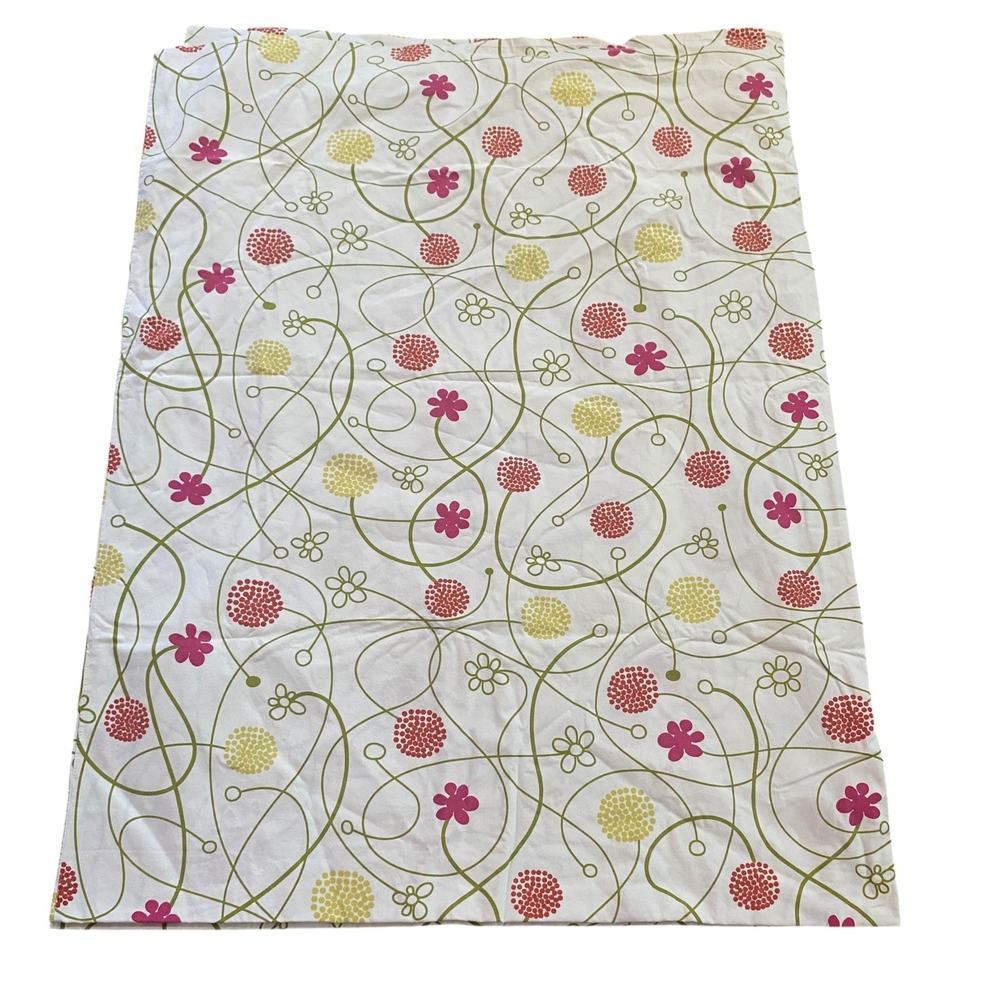 IKEA Hanna Floral FDuvet Cover 100% Cotton Retro Pink Green White Twin 60x78